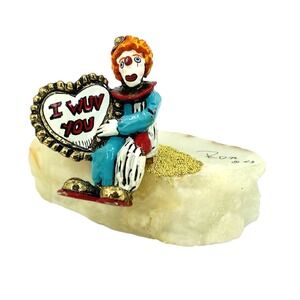 Ron Lee  I WUV YOU Clown metal figurine signed 1983 VTG Enameled 24K Gold accent